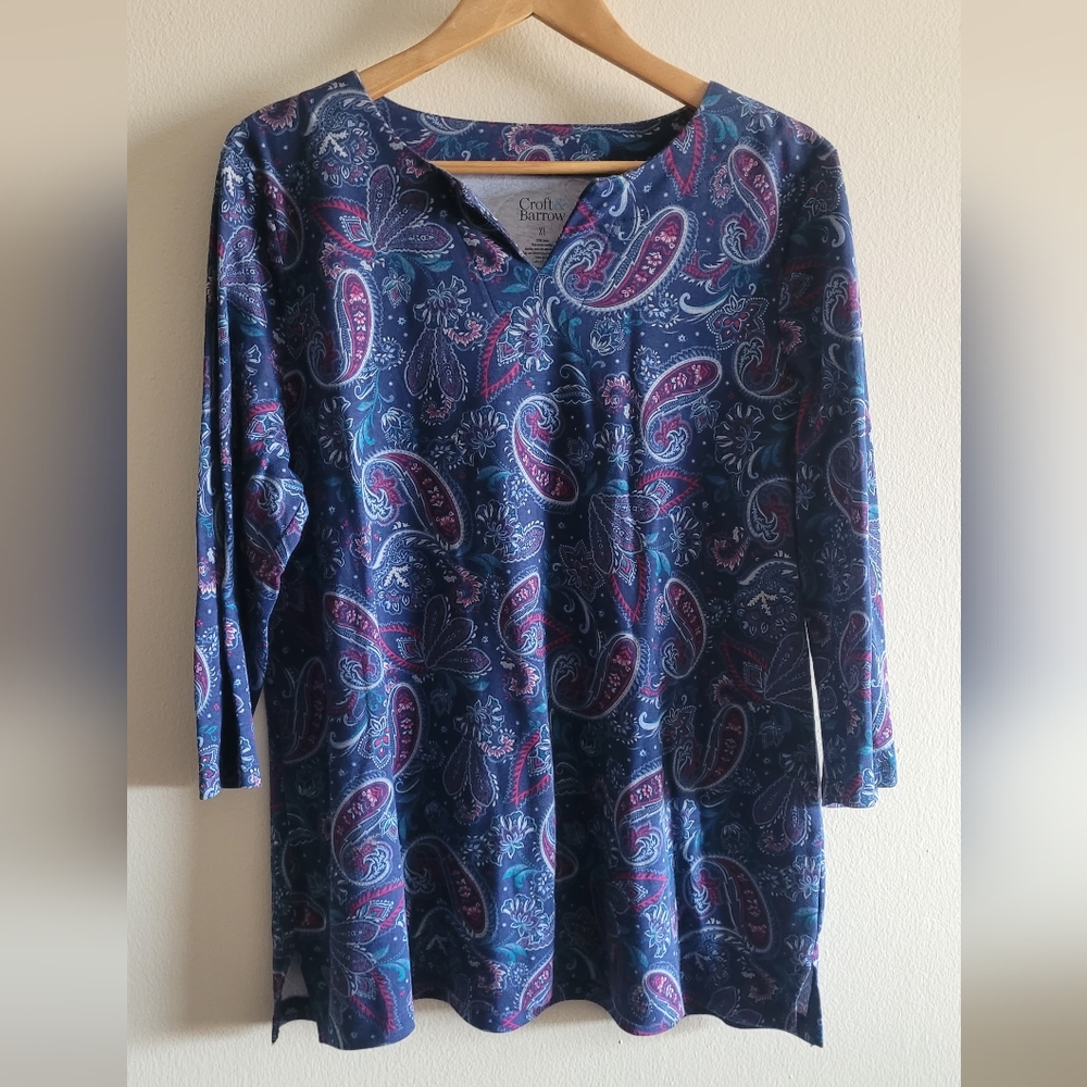 Croft & Barrow paisley print cotton tunic top Women's XL